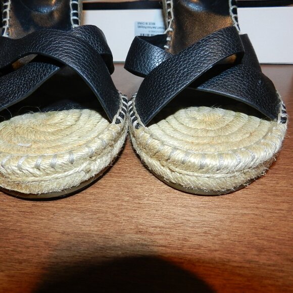 Joie Lena Black Leather Espadrille Wedge Sandals Ankle Strap size EU 38 - Picture 4 of 12